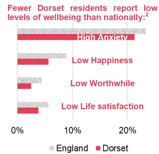 Fewer Dorset residents report low levels of wellbeing than nationally